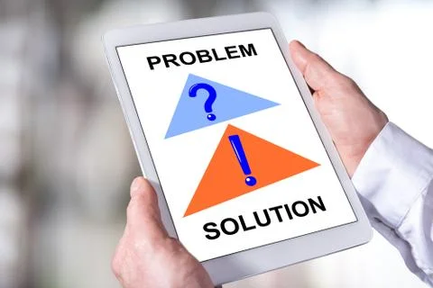 Problem and solution concept on a tablet 스톡 사진
