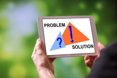 Problem and solution concept on a tablet 스톡 사진
