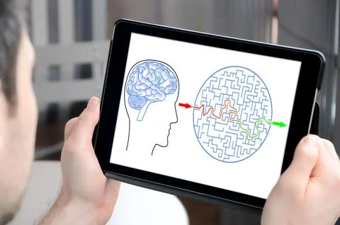 Problem and solution concept on a tablet Stock Photos