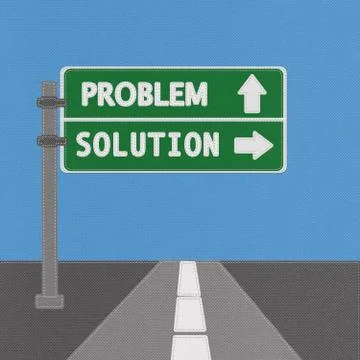 Problem and solution highway sign concept with stitch style on fabric backgro Stock Illustration