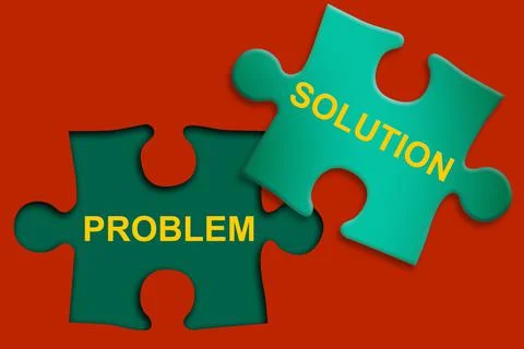 Problem and solution text on jigsaw puzzle Illustrazione stock