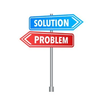 Problem and solution text on road sign. Stockillustratie