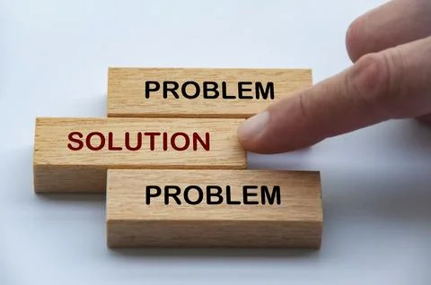 Problem and Solution text on wooden blocks illustrating solution focused th.. Stock Photos