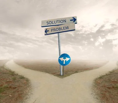 Problem and solution way Stock Photos