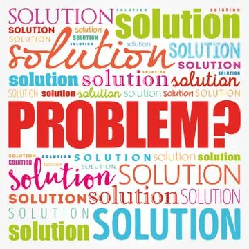 Problem and solution word cloud collage, business concept background Illustrazione stock