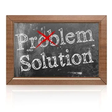 Problem and solution written on blackboard Stock Photos