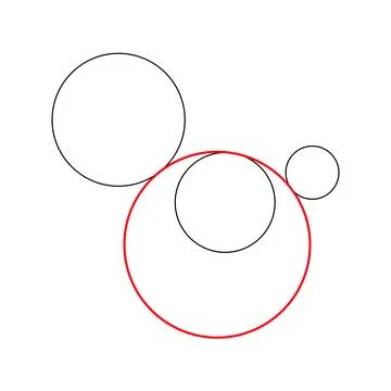 Problem of Apollonius or Apollonian problem in Euclidean plane geometry Stock Illustration