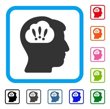 Problem Brainstorm Framed Icon Stock Illustration