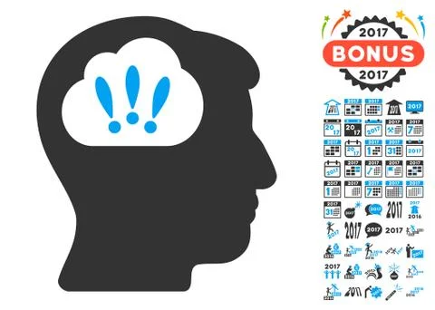 Problem Brainstorm Icon With 2017 Year Bonus Symbols イラスト素材