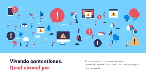 Problem broken mobile computer device virus attack isometric map attention Stock Illustration