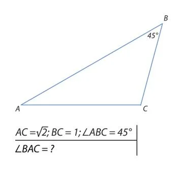 The problem of calculating the angle A of a triangle 스톡 일러스트