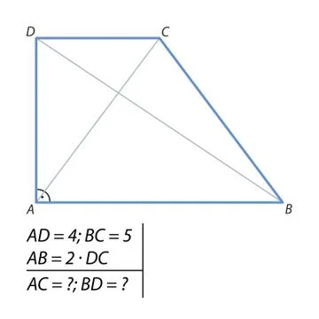 The problem of calculating the diagonals of a trapezoid 스톡 일러스트