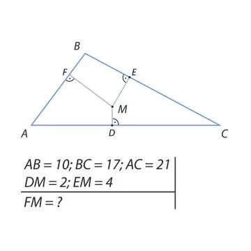 The problem of calculating a segment of a FM in a triangle Stock Illustration