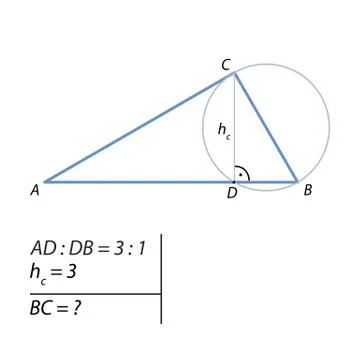 The problem of calculating the side of a right triangle Stock Illustration