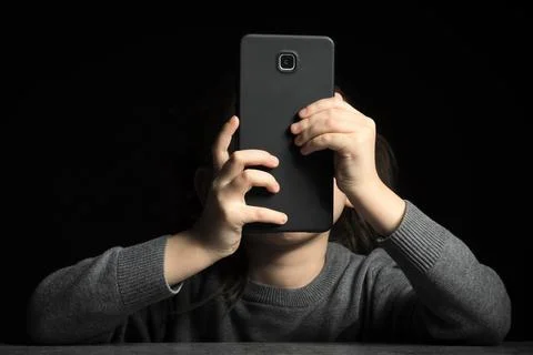 The problem of children's addiction to gadgets, online and screen time Stock Photos