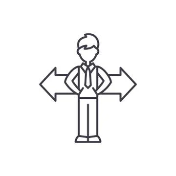 Problem of choice line icon concept. Problem of choice vector linear 스톡 일러스트