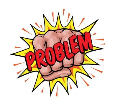 PROBLEM Comic Book Pop Art Starburst Fist Graphic Stock Illustration