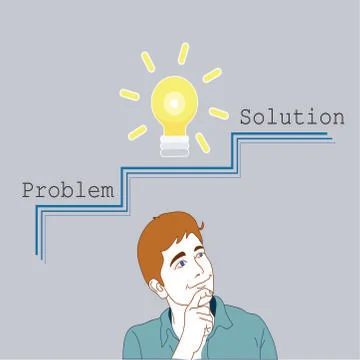 Problem concept background man lightbulb texts decor Illustrazione stock