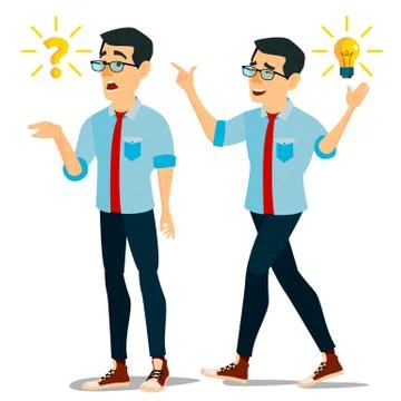 Problem Concept Vector. Thinking Man. Problem Solving. Question Mark, Light Bulb Stock Illustration