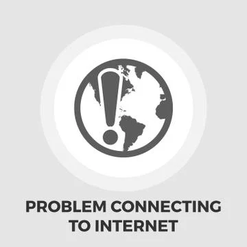Problem connecting to the internet icon flat Stock Illustration