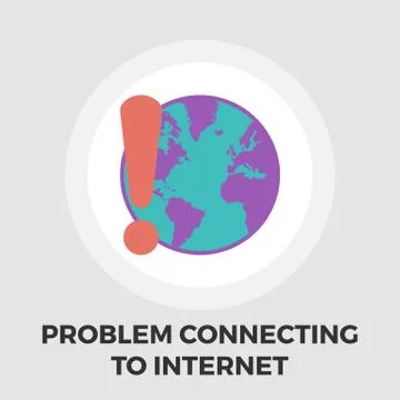 Problem connecting to the internet icon flat Stock Illustration