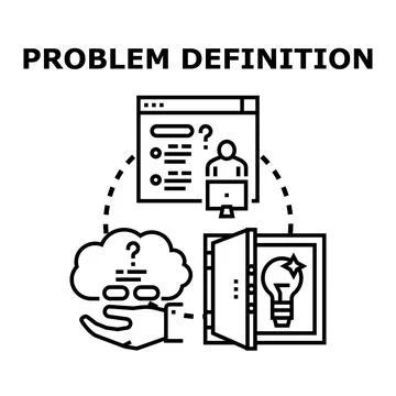 Problem definition process leading solution development Stock Illustration