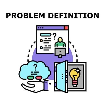 Problem definition process leading solution development Stock Illustration