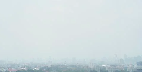 The problem of dust in the air (PM 2.5) in Bangkok, Thailand, March 2020 Stock Photos