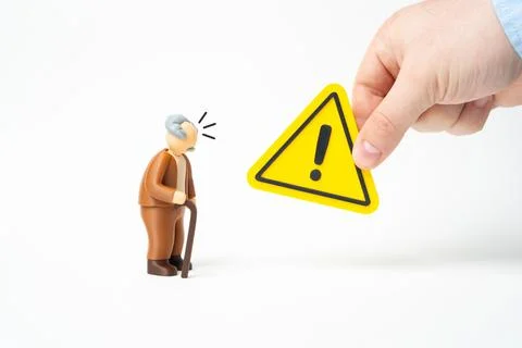A problem for an elderly man. A warning for a pensioner. Awareness and prot.. Stock Photos