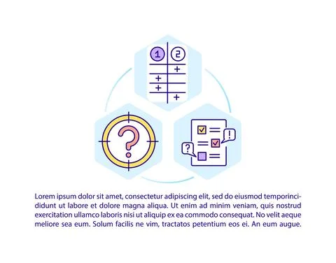 Problem evaluation concept line icons with text Illustrazione stock