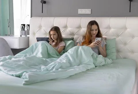 Problem of excessive phone and tablet use Stock Photos