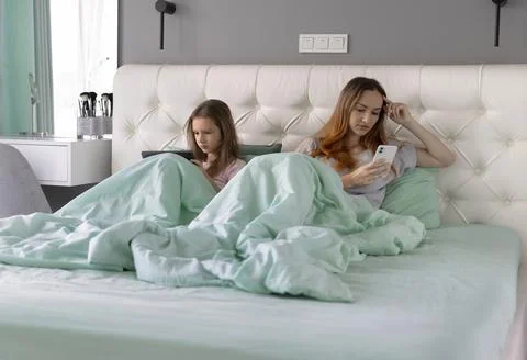 Problem of excessive phone and tablet use Stock Photos