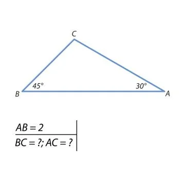 Problem of finding the sides of the triangle Illustrazione stock