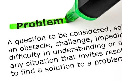 Problem highlighted with green marker Stock Photos