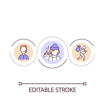 Problem of homelessness loop concept icon 库存插图