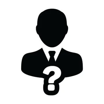 Problem icon vector question mark with male user person profile avatar symbol Stock Illustration