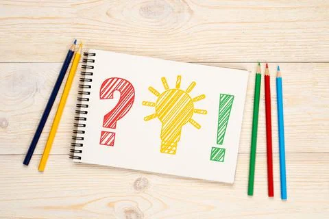 Problem idea solution with colorful pencils concept 스톡 사진