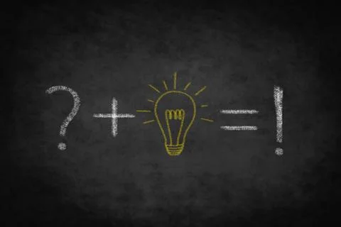 Problem , idea , solution -  illustration on chalkboard Stock Illustration