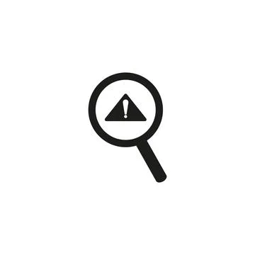 Problem identification icon. magnifying glass with exclamation mark. icon r.. 스톡 일러스트