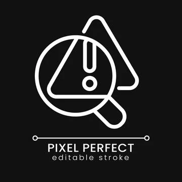 Problem identification pixel perfect white linear icon for dark theme Stock Illustration