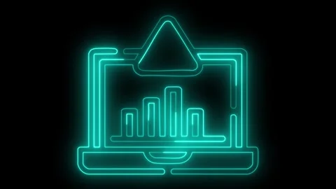 Problem on laptop screen neon glowing footage Stock Footage 323345279