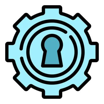 Problem lock icon color outline vector 스톡 일러스트