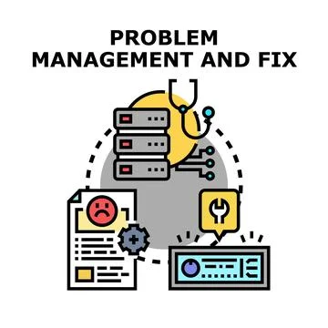 Problem management and fix system development process Stock Illustration