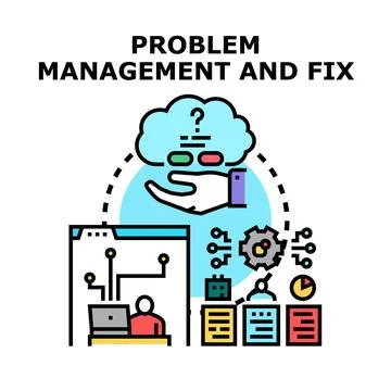Problem management and fix vector concept illustration 库存插图