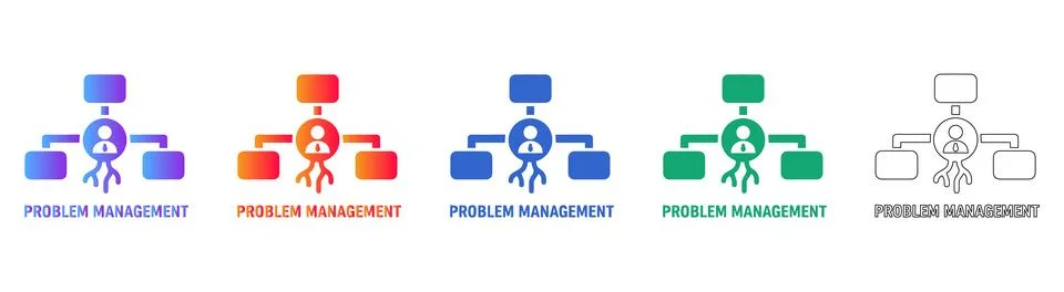 Problem Management Hierarchy Icon Set Stock Illustration