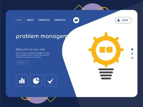 Problem management Landing page website template design Free Stock Illustration