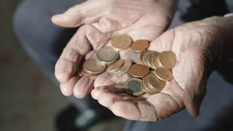 Problem of miserable budget of pensioners during world inflation Stock Footage 201402129