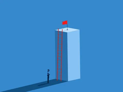 Problem, Obstacle, Businessman thinking of fixing the broken stairs 스톡 일러스트