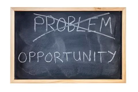 Problem is opportunity blackboard concept Stock Photos