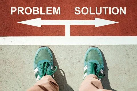 Problem or solution dilemma Problem or solution concept with legs from abo... 写真素材